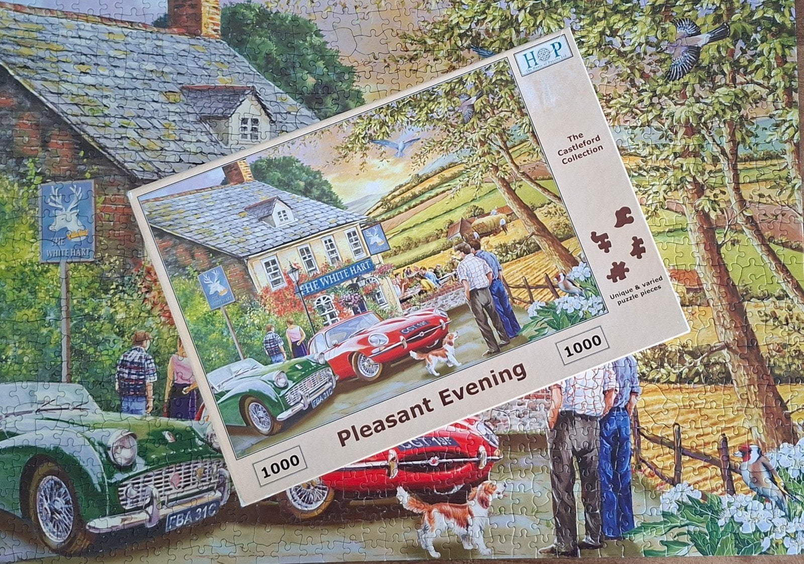 Hop puzzel Pleasant Evening 1000 pc zgan, Hobby en Vrije tijd, Ophalen of Verzenden, 500 t/m 1500 stukjes, Zo goed als nieuw