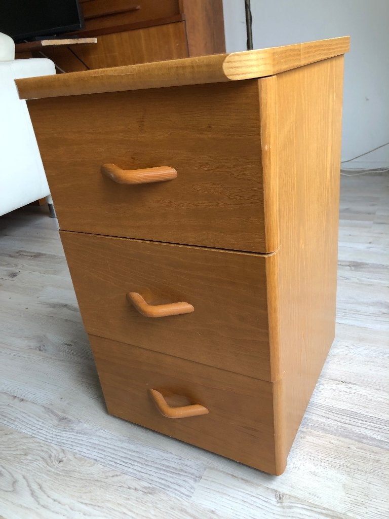 Vintage ladekastje teak nachtkastje Vroomshoop Meubelen, Ophalen of Verzenden, Gebruikt, Minder dan 45 cm
