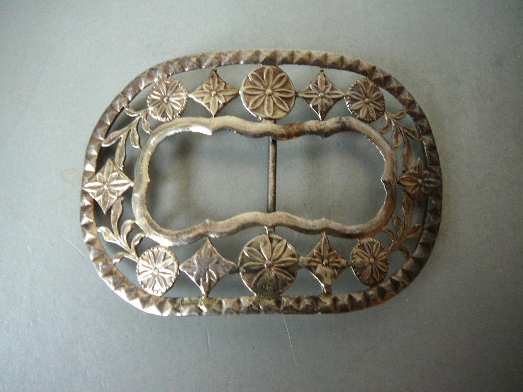 Antieke Zilveren Gesp met Bloemmotief, Sieraden, Tassen en Uiterlijk, Verzenden, Zilver, Overige typen