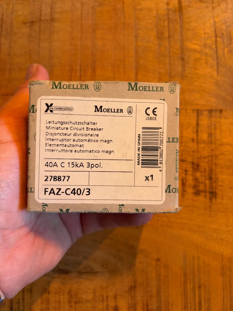 Moeller 40Amp 3 fasen automaat klasse C nieuw, Ophalen of Verzenden, Nieuw, Installatieautomaat