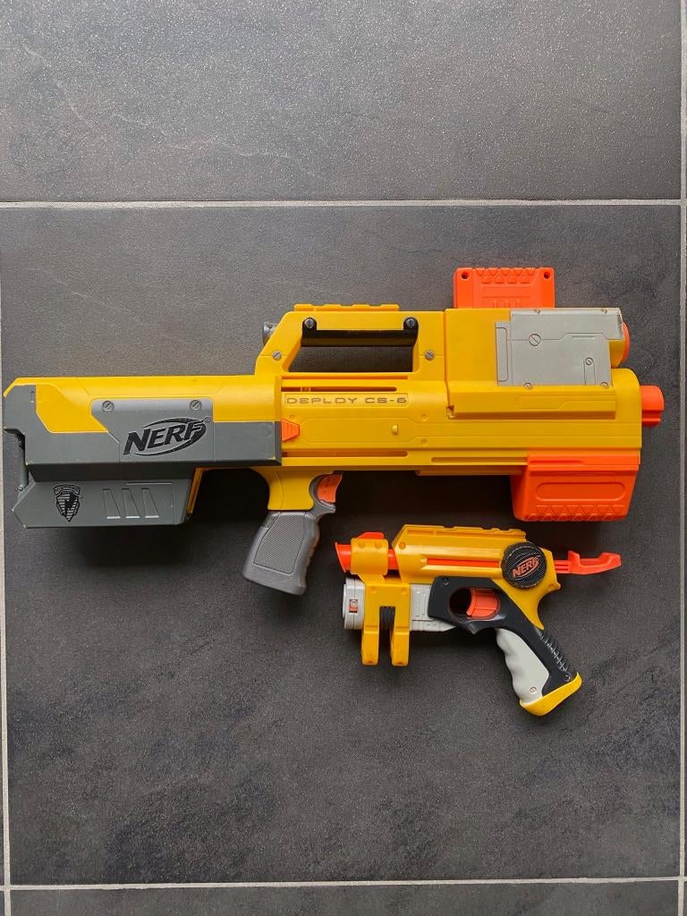Nerf Deploy CS-6 + Nerf N-Strike Nite Finder EX, Kinderen en Baby's, Speelgoed | Buiten | Actiespeelgoed, Zo goed als nieuw, Ophalen of Verzenden