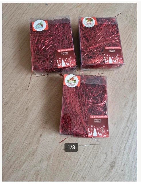 3x rood lametta a 13 gram h, Diversen, Evora, Onbekend, Nieuw, Ophalen of Verzenden