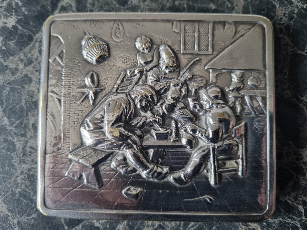 Oud Verzilverd Sigarettendoosje Anno 1950., Ophalen of Verzenden