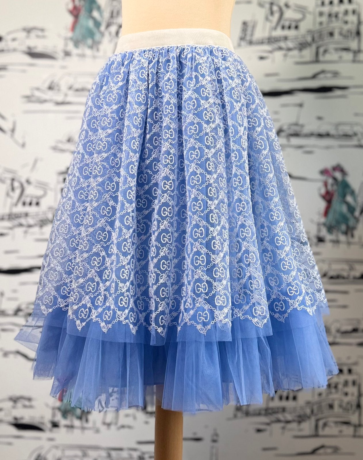 Gucci GG Garland tule rok maat 10 (750 euro), Meisje, Gucci EU, Zo goed als nieuw, Jurk of Rok