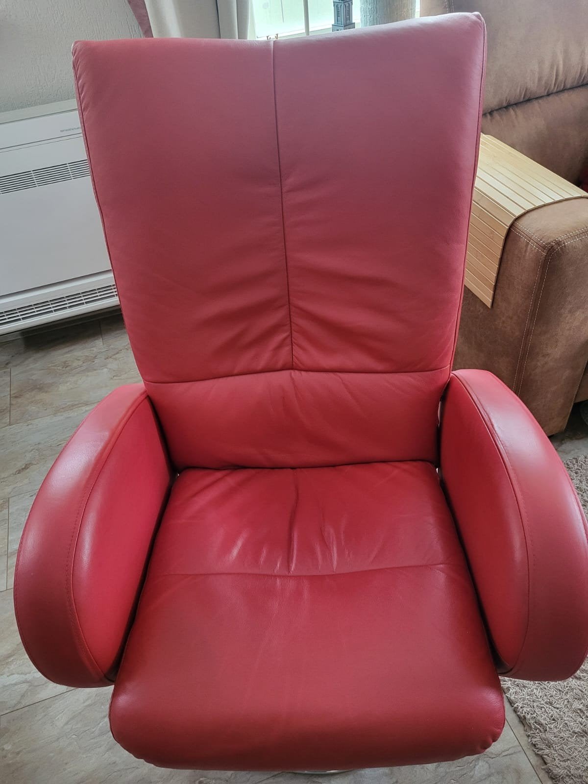 Prachtige rode fauteuil, Ophalen, Gebruikt, 75 tot 100 cm, Leer
