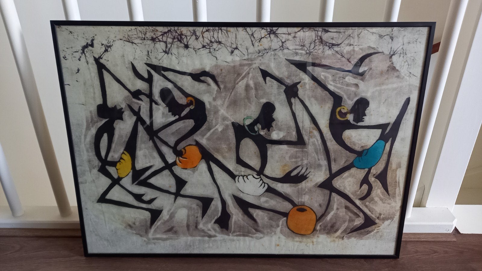 Afrikaans schilderij met dansende figuren - OPHALEN, Ophalen, Schilderij, Ingelijst