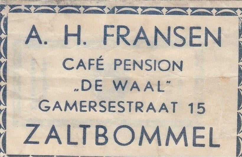 pension A Fransen Gamersestraat Zaltbommel - De Waal, Ophalen of Verzenden