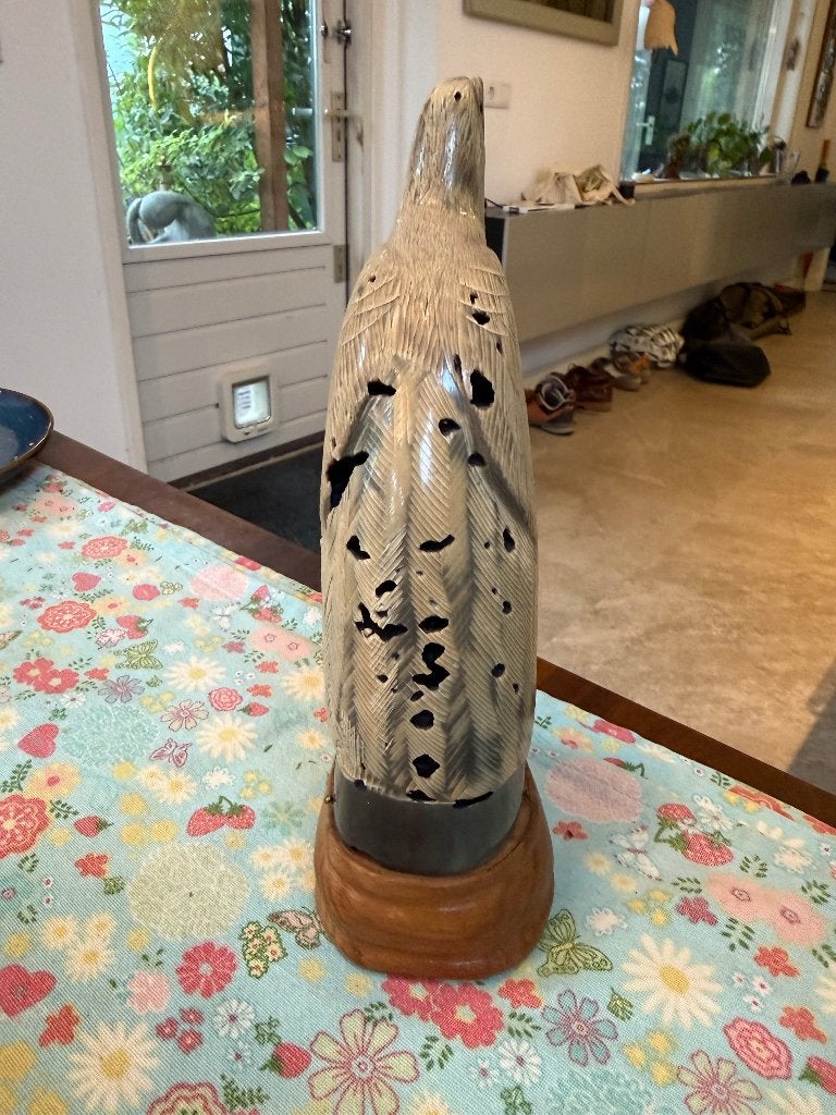 Buffelhoorn gesneden vogel Thailand, Ophalen, Minder dan 20 cm, Natuurlijk materiaal, Handgemaakt