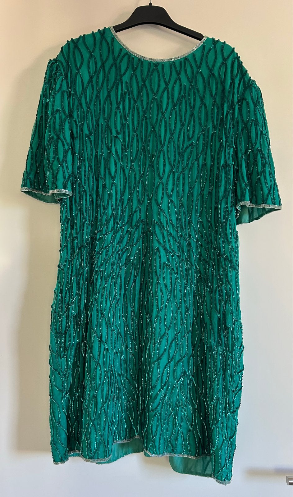 Zijden jurk met pailletten - Mark & John by Sam, Kleding | Dames, Ophalen of Verzenden, Gedragen, Maat 46/48 (XL) of groter, Groen