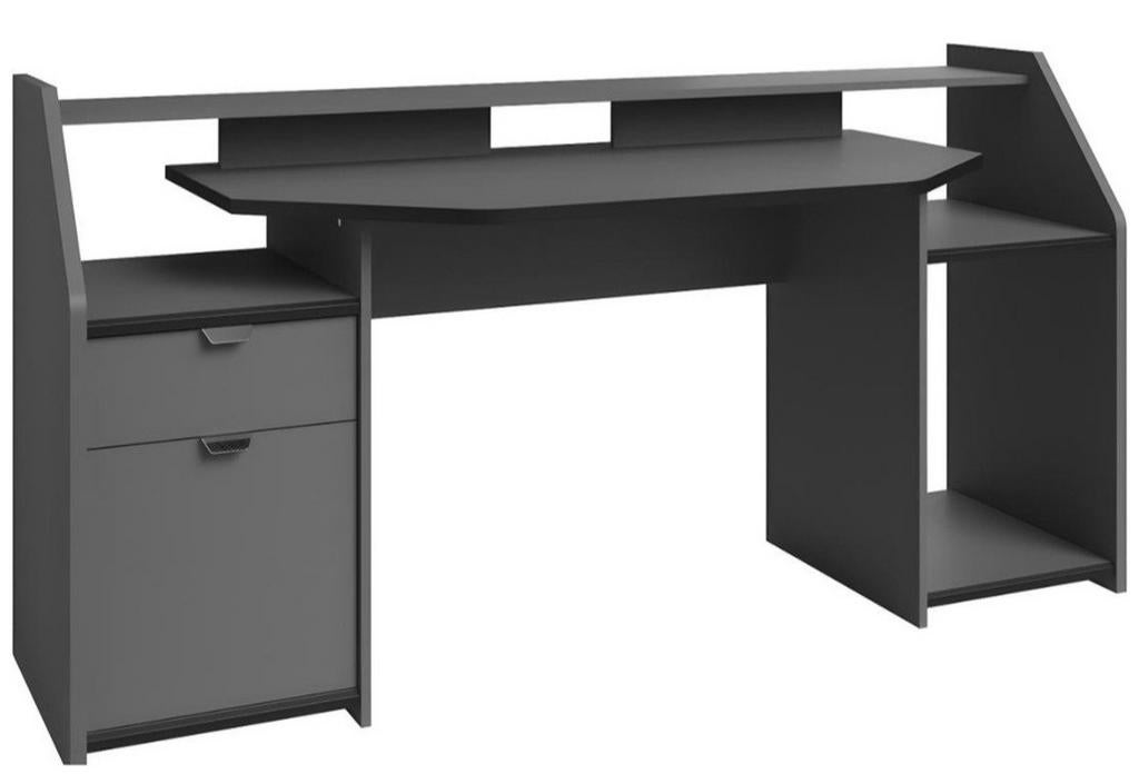 Gaming Bureau [L180 cm x H92 cm x D67 cm], Zo goed als nieuw, Grijs, Kunststof, Ophalen