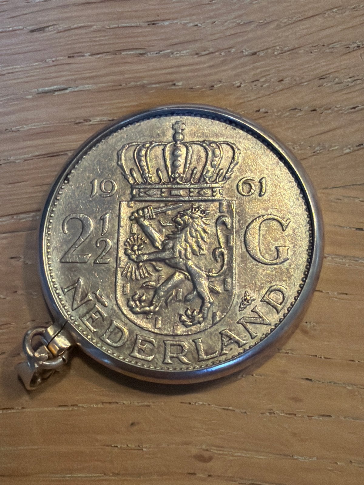 Zilveren 2½ Gulden munt Juliana 1961 hanger, Ophalen, Koningin Juliana, Zilver, Losse munt