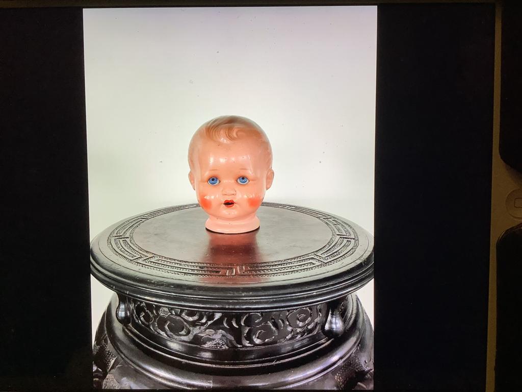 Leuke vintage poppenkop van porselein, Ophalen, Gebruikt, Pop