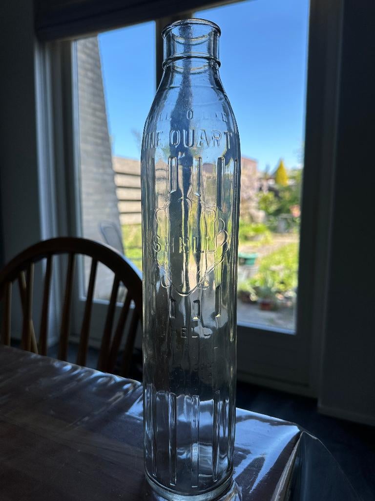 Zeldzame Shell Motor Oil oliefles. Glas, bottle, olie fles., Ophalen of Verzenden, Gebruikt, Gebruiksvoorwerp