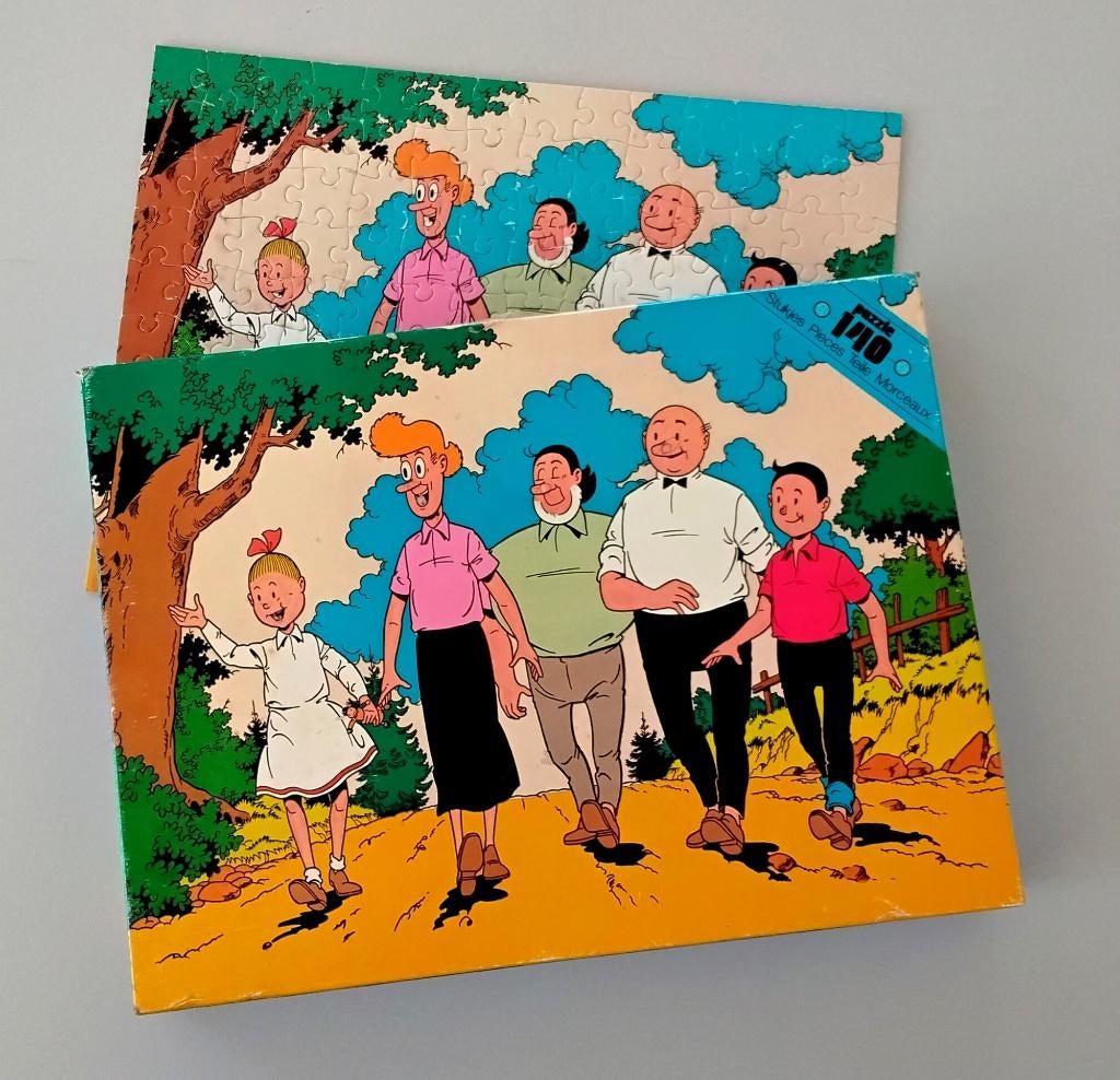 Vintage legpuzzel - puzzel - Suske en Wiske - boswandeling, Ophalen of Verzenden, Meer dan 50 stukjes, Gebruikt