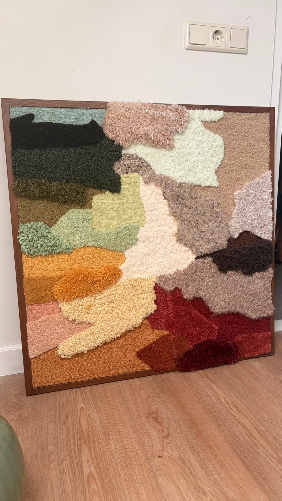 Prachtig tuftwerk schilderij 85x85, Antiek en Kunst, Ophalen