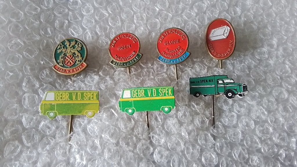 7 verschillende speldjes Gebroeders van der spek., Verzamelen, Ophalen of Verzenden, Zo goed als nieuw, Overige onderwerpen