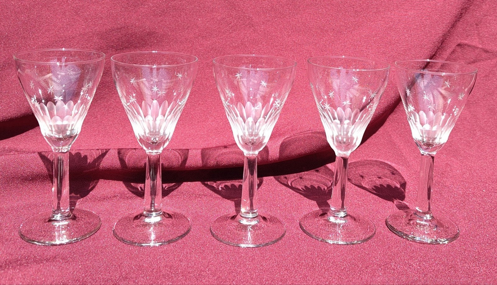 Set van 5 vintage likeurglazen met sterrenmotief, Ophalen