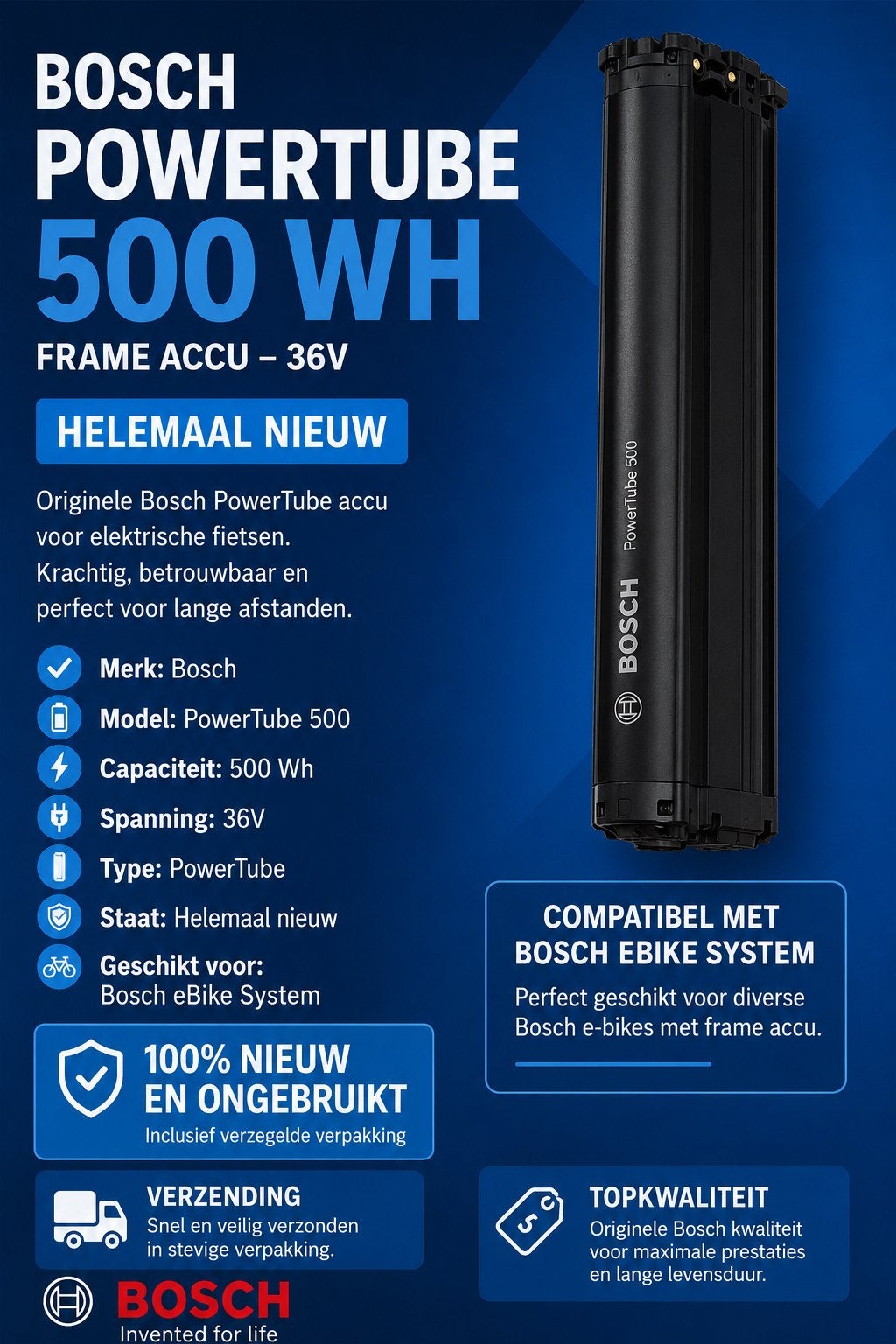 Bosch PowerTube frame-accu, Ophalen of Verzenden, Nieuw