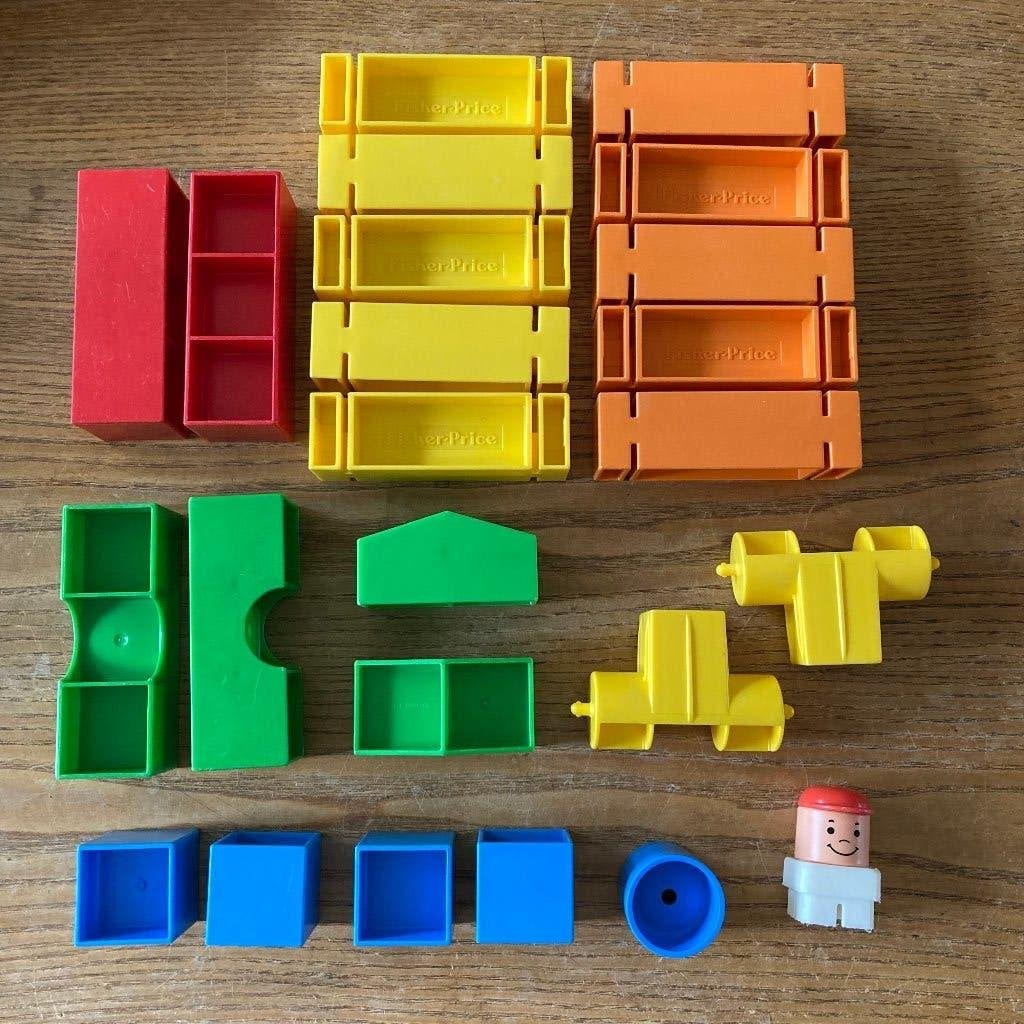 Vintage Fisher-price blokken - Blocks ‘n’ more 1983 - 24 pcs, Ophalen of Verzenden, Zo goed als nieuw, Speelset