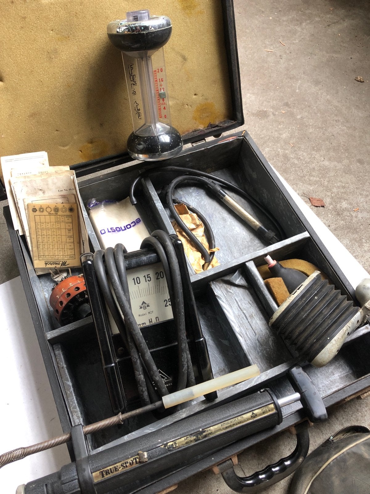 Vintage Meetkoffer met Diverse Meters en Toebehoren, Ophalen of Verzenden, Gebruikt, Druk