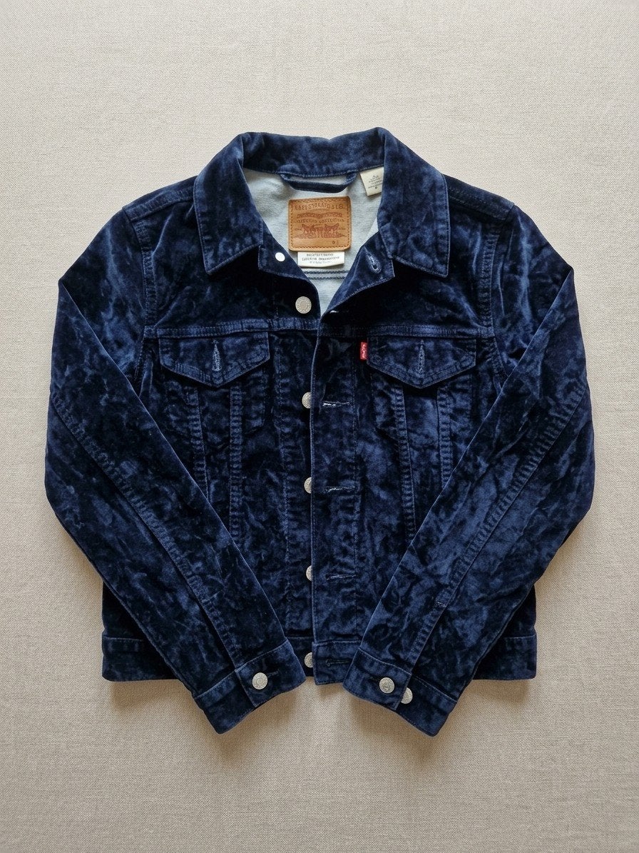 Levi's Trucker Jacket blauw fluweel - Zo goed als nieuw, Blauw, Ophalen of Verzenden, Zo goed als nieuw, Maat 36 (S)