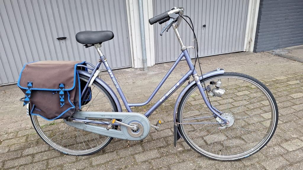 Lichtblauwe dames Gazelle fiets,versnellingen trommelrem, Ophalen of Verzenden, Gebruikt, Versnellingen