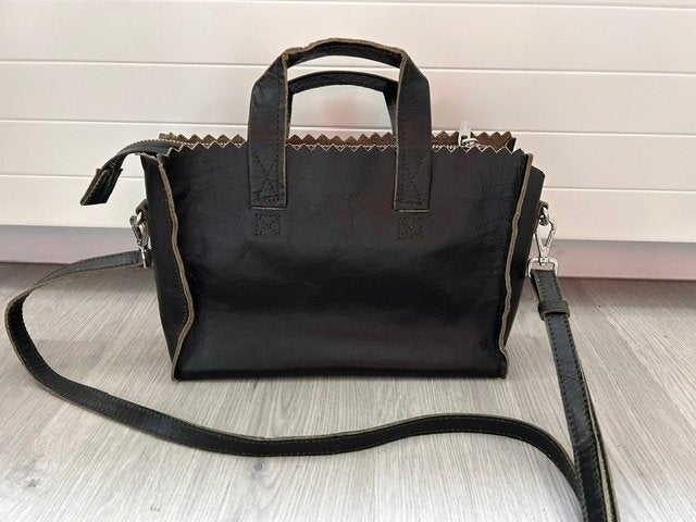 Myomy paperbag/handtas groen leer, Ophalen of Verzenden, Zo goed als nieuw, Groen, Handtas