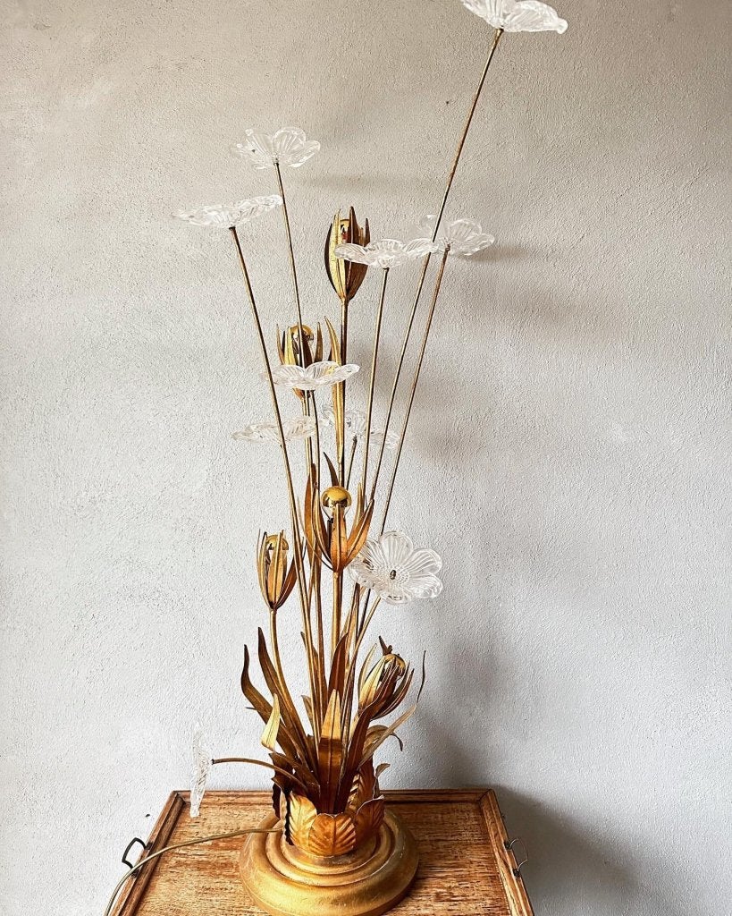 Vintage Hans Kögl vloerlamp, Mid century modern, 100 tot 150 cm, Niet ingevuld, Glas