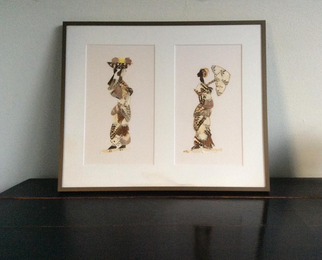 Apart soort kunst  ingelijst in passe partouts, Ophalen of Verzenden, Zo goed als nieuw, Hout, Minder dan 50 cm