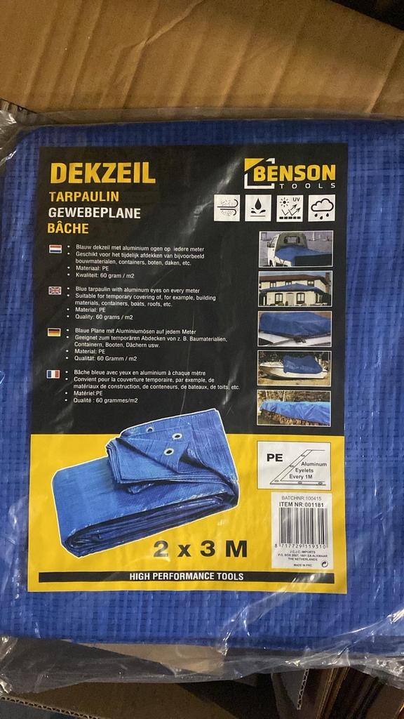 Nieuw Benson Tools Dekzeil - 2x3m, Blauw, PE, Ophalen of Verzenden, Nieuw, 5 tot 10 m², Zeil