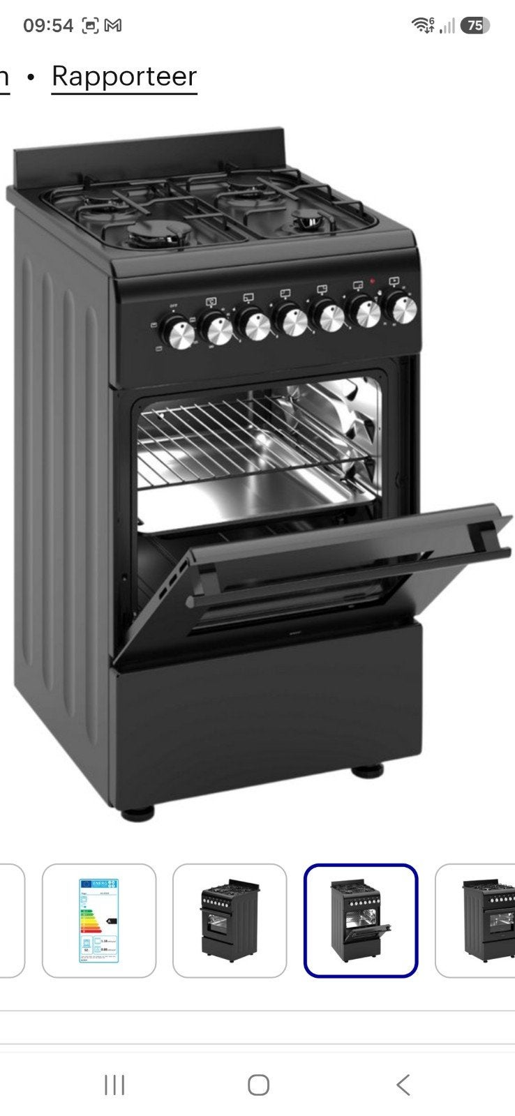 Wiggo Vrijstaand Gasfornuis met Oven - Zo goed als nieuw, Ophalen, Minder dan 85 cm, 4 kookzones, Zo goed als nieuw