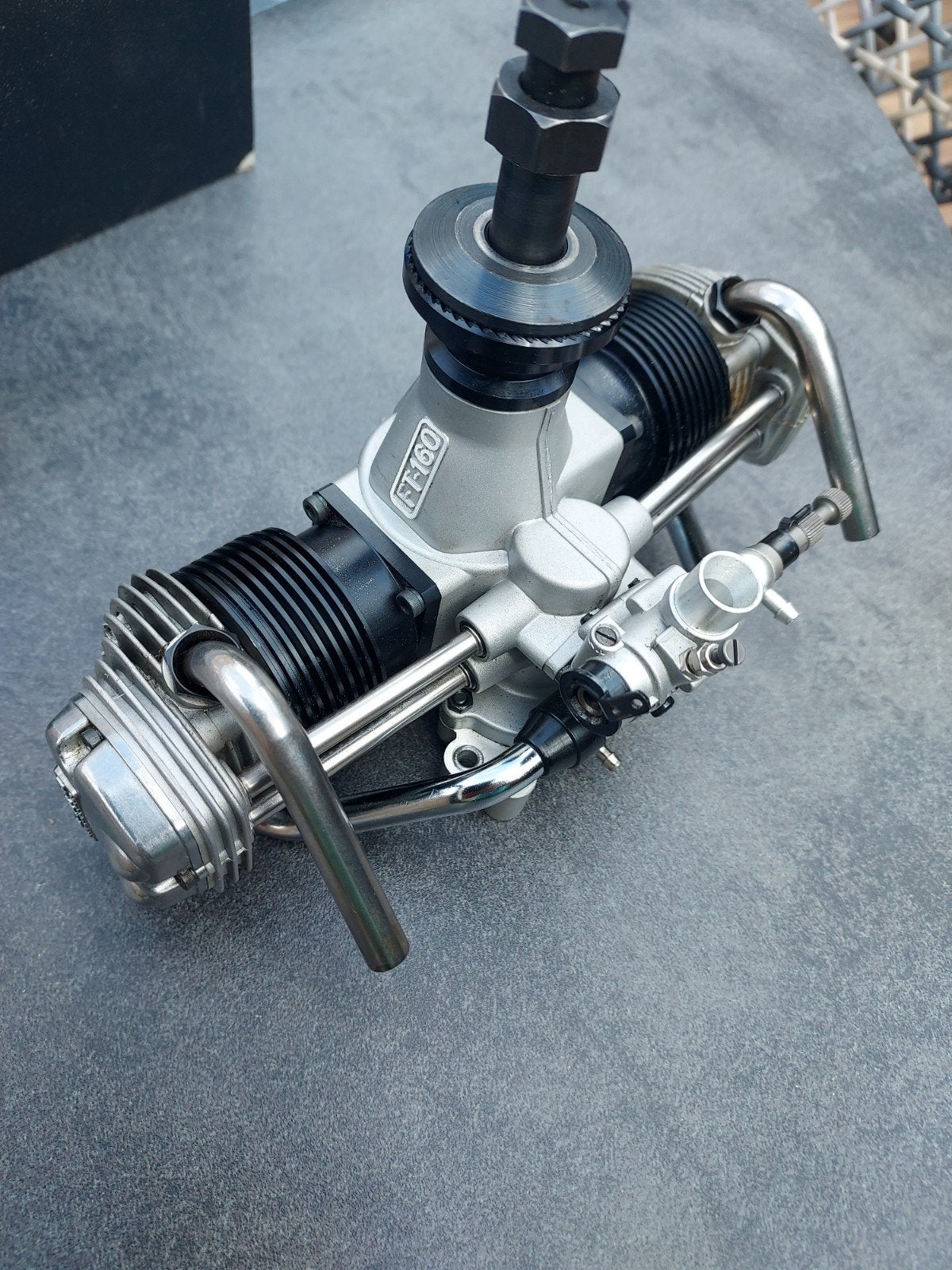 OS-Max Gemini-160 viertakt boxermotor voor RC vliegtuig, Ophalen of Verzenden, Zo goed als nieuw, Overige merken