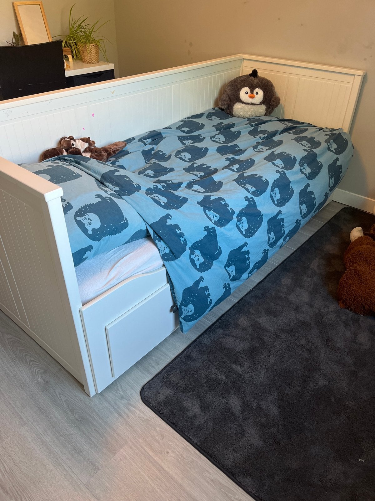 Bedbank (hemnes) met opberglades, Ophalen, Gebruikt, Eenpersoons, Wit
