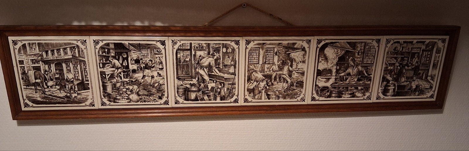 Antieke sepia  Tegeltableau - Bakkerij De Hoorn, Antiek en Kunst, Ophalen of Verzenden