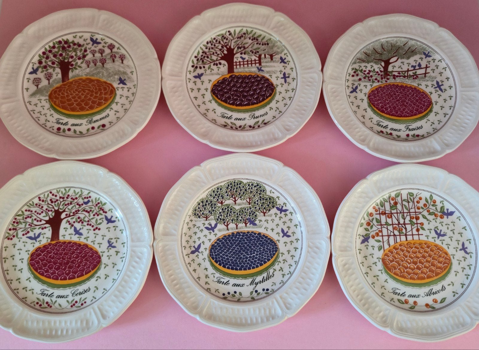 Gien Les Tartes gebaksbordjes set van 6, Ophalen of Verzenden