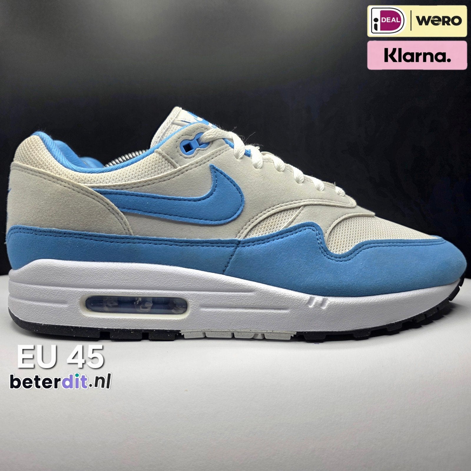 Nike Air Max 1 'White University Blue' Maat: 45, Kleding | Heren, Schoenen, Nike air max, Ophalen of Verzenden, Nike, Nike