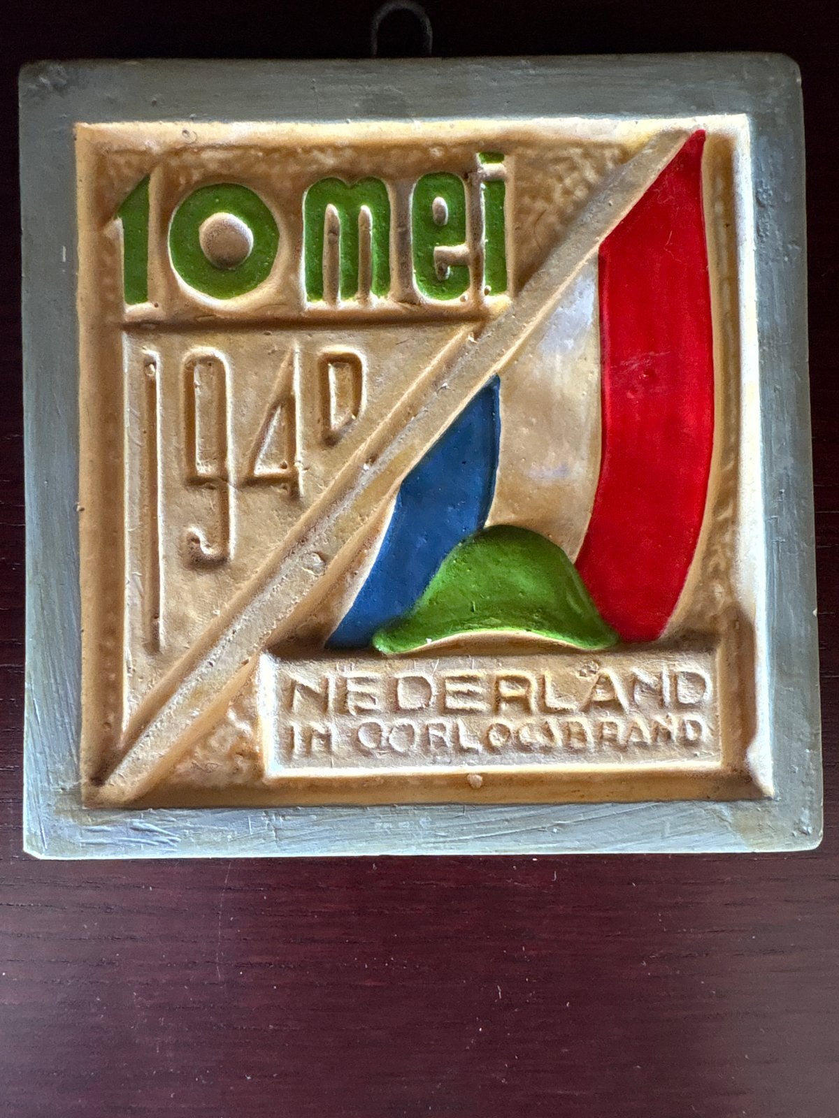Oorlogsherdenkingsplaquette 10 mei 1940 - Holland Sierkunst, Ophalen of Verzenden, Gebruikt