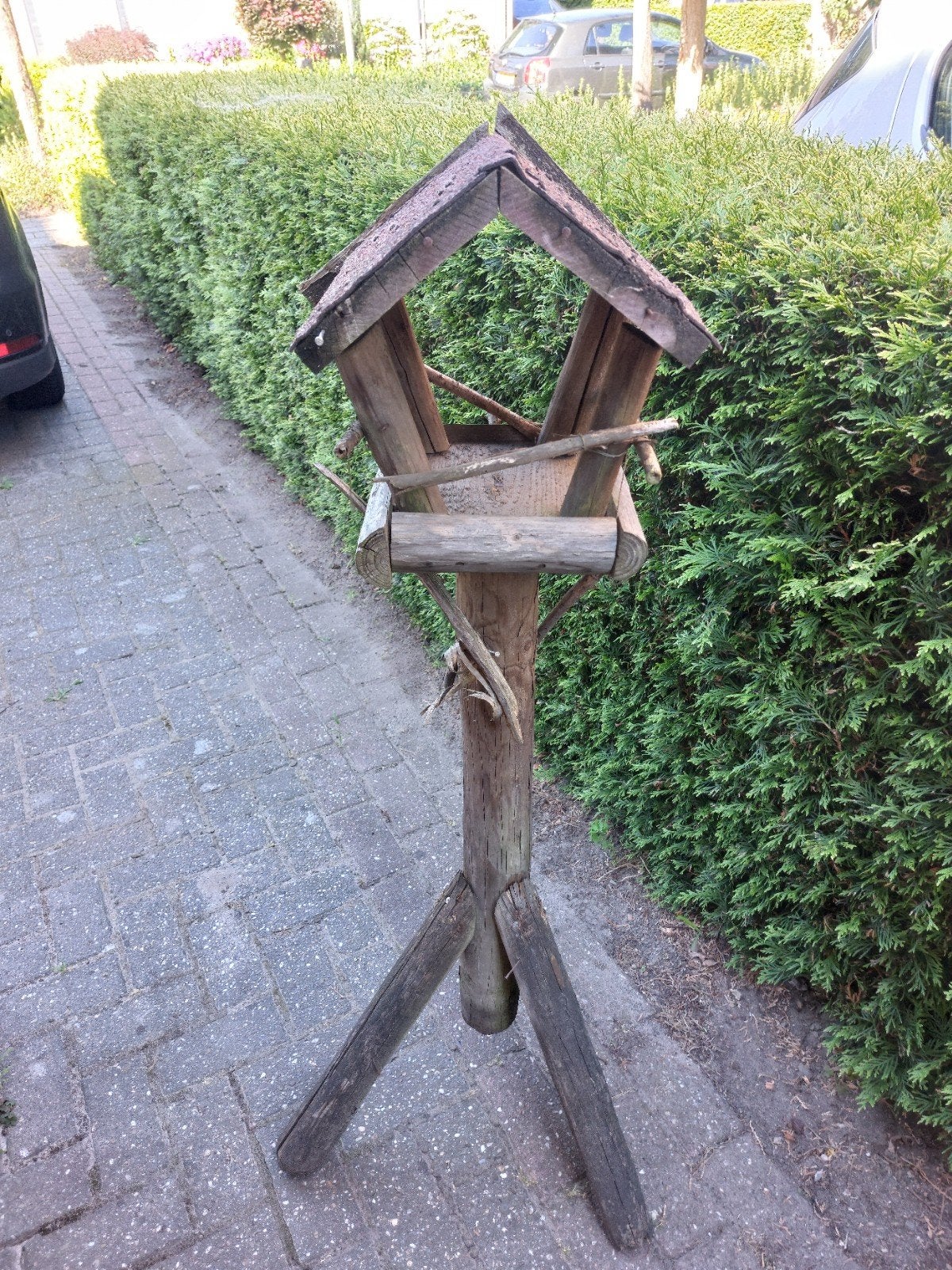 Gratis vogelhuisje en pallet, Ophalen