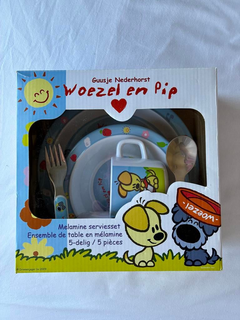 Melamine serviesset Woezel en Pip - 5-delig, Ophalen of Verzenden, Nieuw