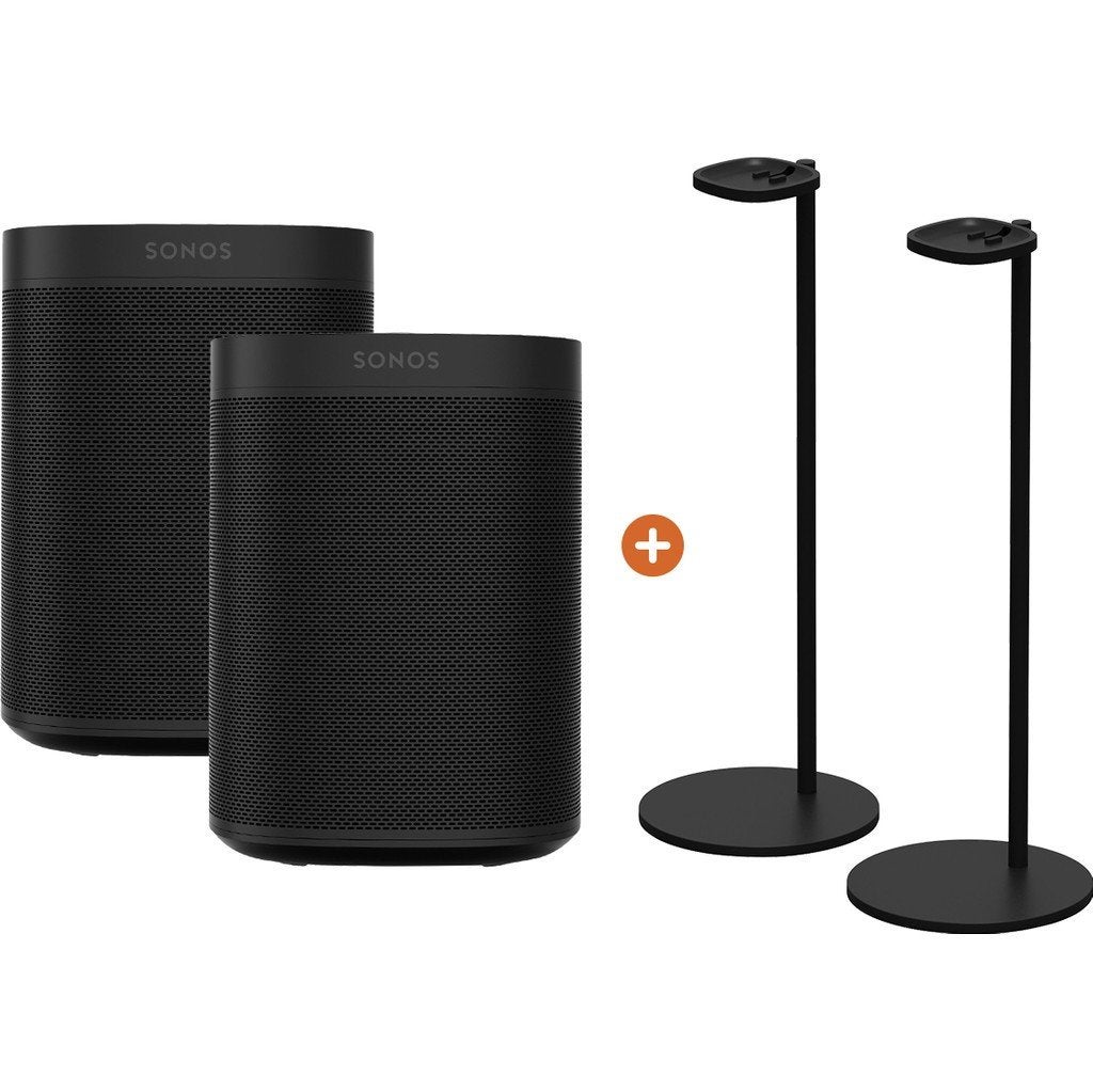 Sonos One SL set van 2, inclusief vloerstandaards, Stereo speakers, WiFi, Ophalen of Verzenden, Zo goed als nieuw