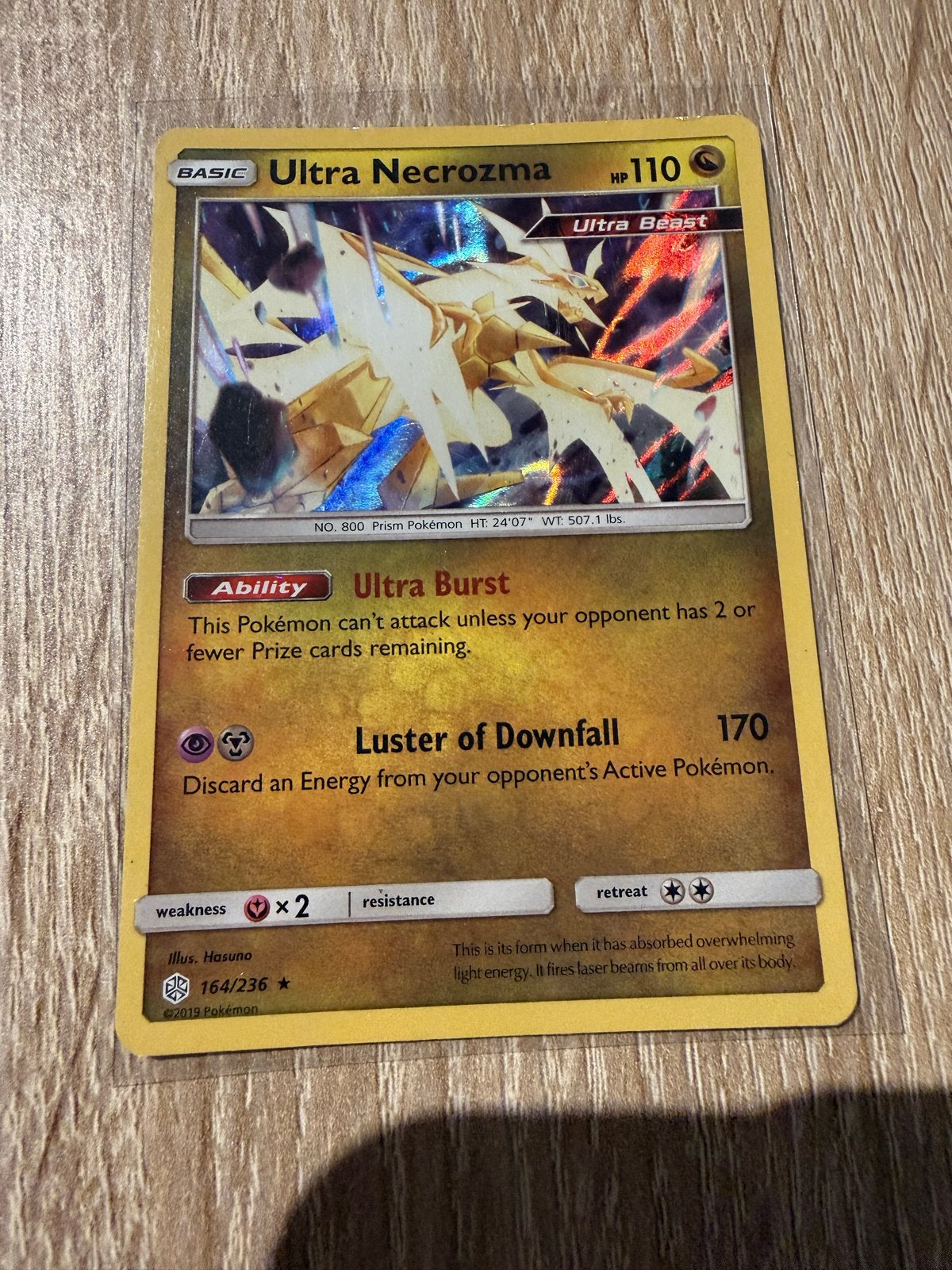 Ultra Necrozma Pokémon Kaart 164/236 - Sun & Moon, Ophalen of Verzenden, Zo goed als nieuw, Losse kaart