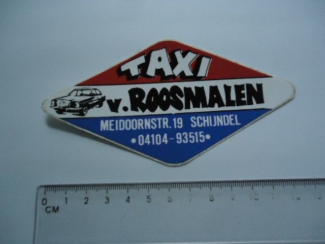 sticker oud TAXI V ROOSMALEN Schijndel mercedes benz retro, Verzenden, Zo goed als nieuw, Bedrijf of Vereniging
