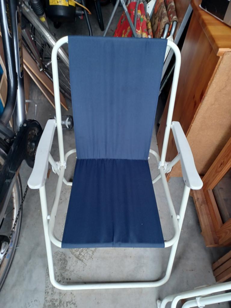 Vintage set 4 tuinstoelen 1 parasol, Ophalen, Zo goed als nieuw, Campingstoel