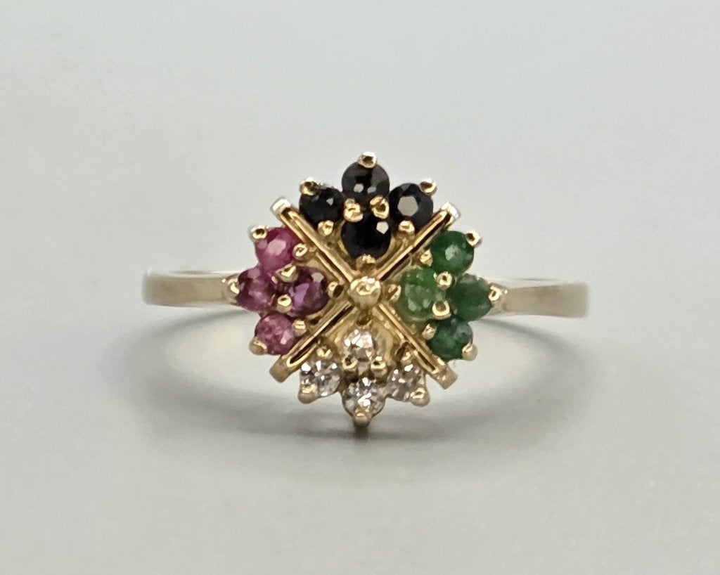 Gouden Vintage ring met edelsteen en diamant. 2026/362, Sieraden, Tassen en Uiterlijk, Ringen, Overige kleuren, ., Ophalen of Verzenden