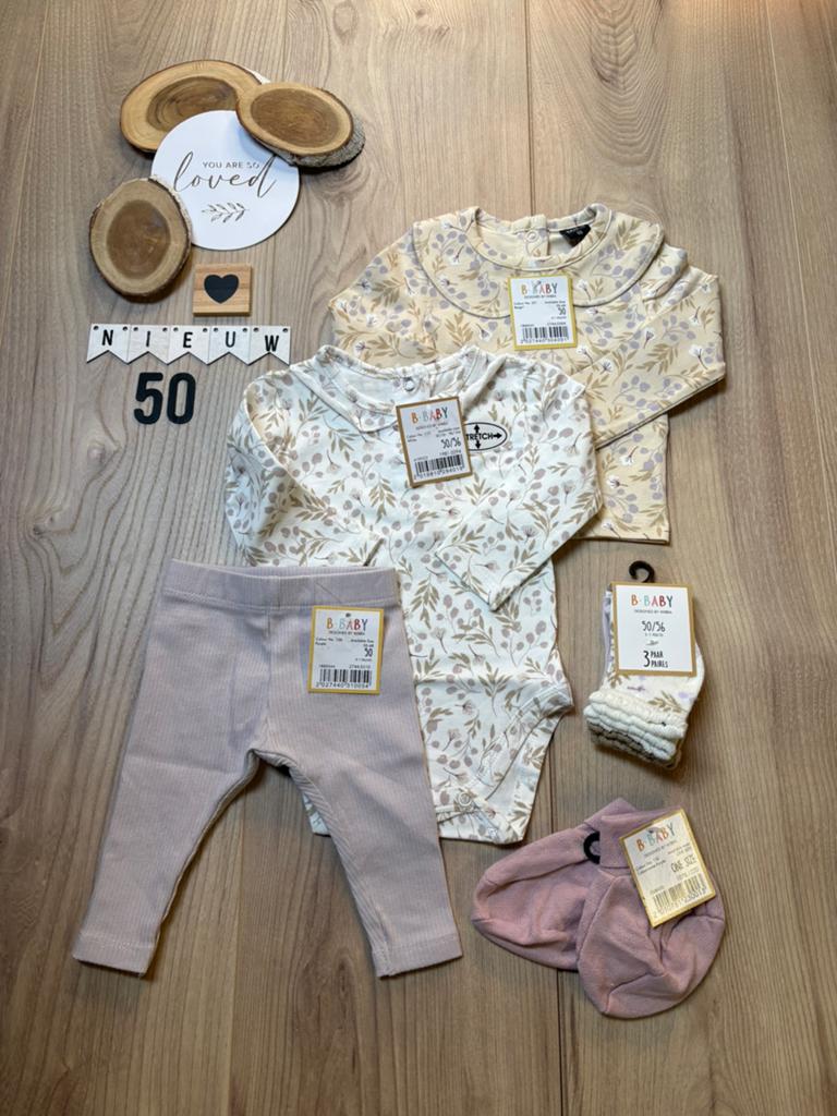 Baby meisje Wibra setje shirt romper broek sok slof maat 50, Ophalen of Verzenden, Nieuw, Meisje, Setje