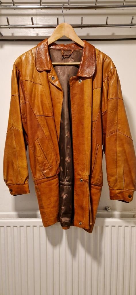 Waanzinnige Vintage leren jas - cognac - pareltje, Bruin, Maat 42/44 (L), Ophalen of Verzenden, Vintage
