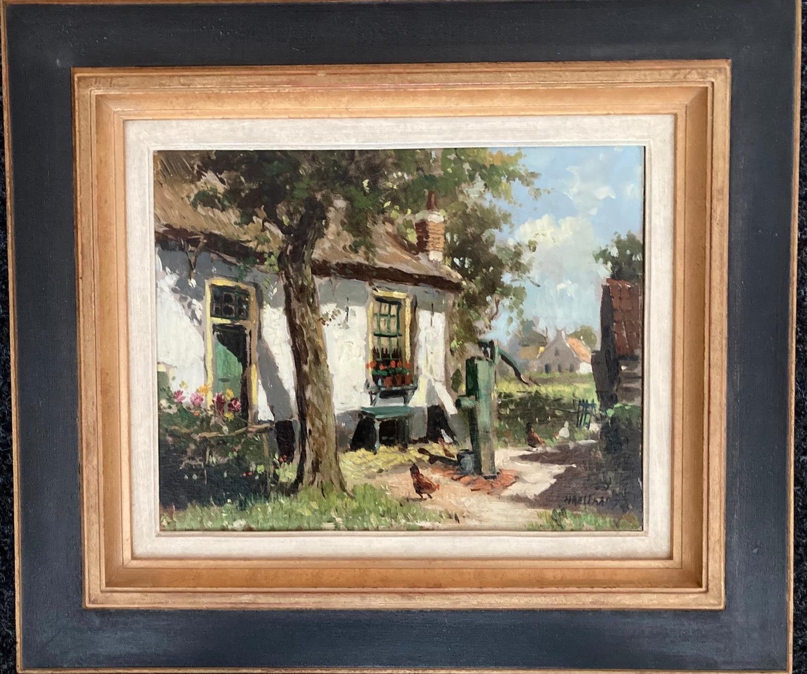 Henk Bellaard - Boerderij met pomp en kipjes, Ophalen of Verzenden