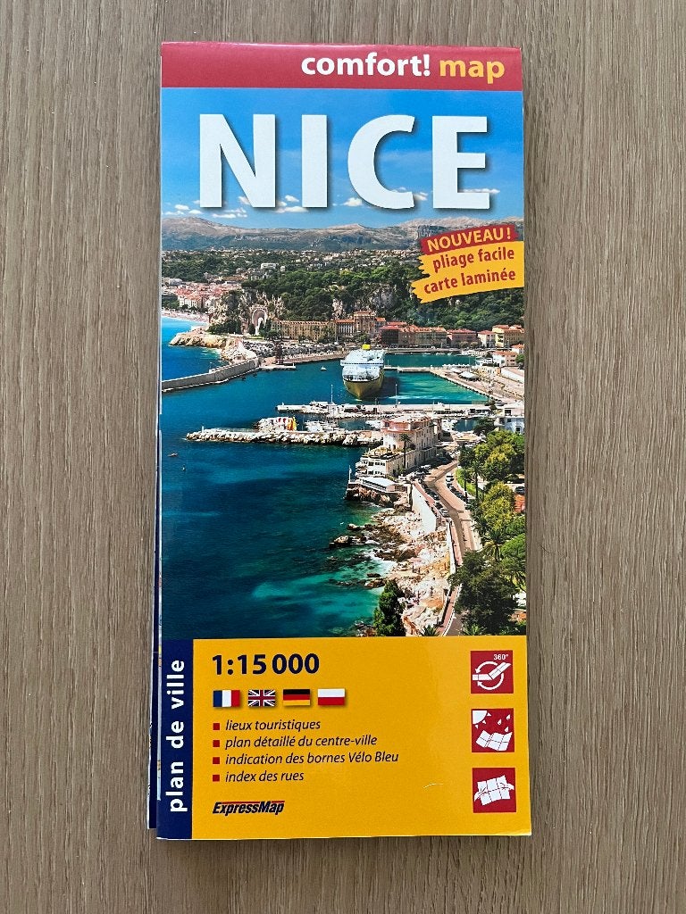 Nice - plattegrond geplastificeerd, Nieuw, Ophalen of Verzenden, Landkaart, 2000 tot heden