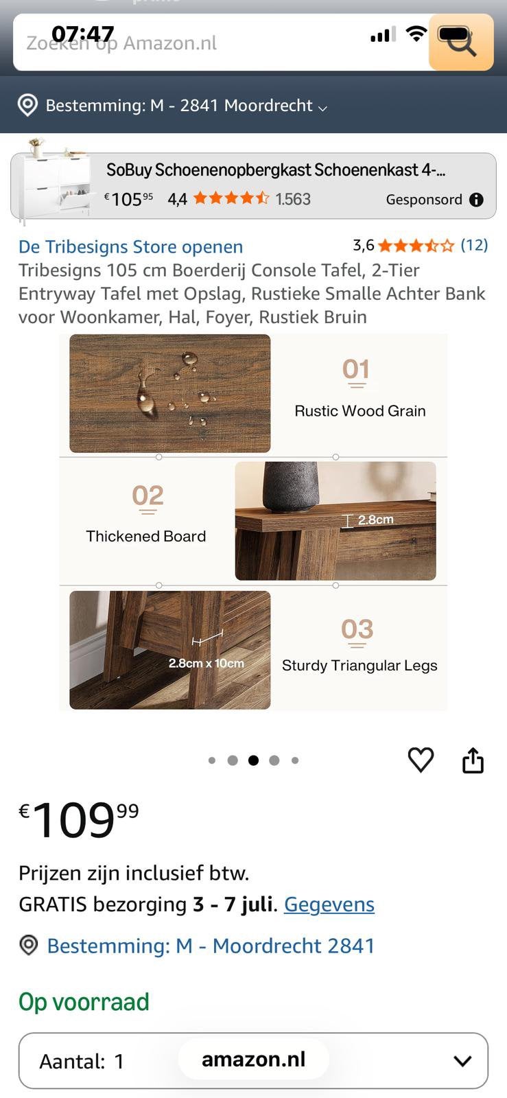 Tribesigns boerderij console tafel, Antiek en Kunst, Ophalen