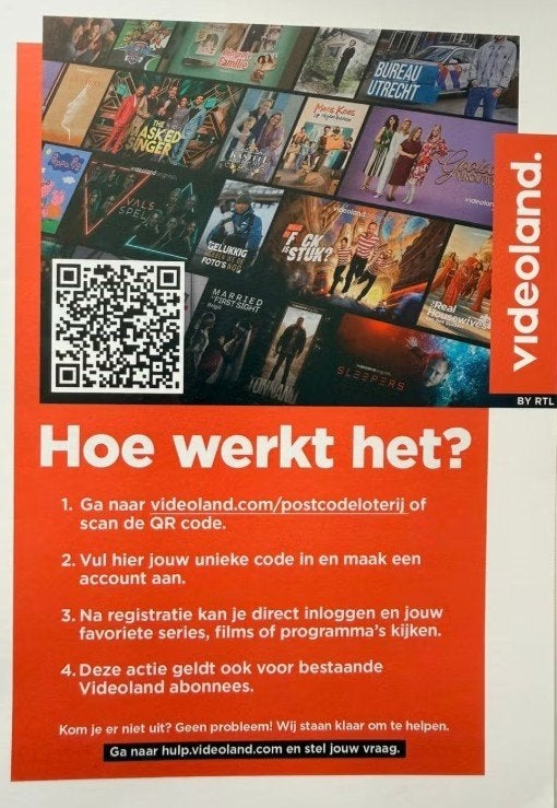(2x) 3 maanden videoland plus, Eén persoon, Cadeaubon, Overige typen